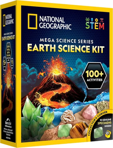 Kit de ciencias de la Tierra National Geographic – Más de 100 experimentos y actividades científicas para niños, cultivo de cristales, kit