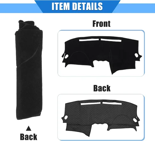 Miniatura 5 de Funda protectora de poliéster para salpicadero de automóvil compatible con Nissan Altima 2007-2012, protector de poliéster negro para consola