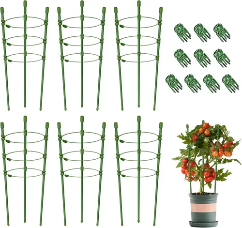 Miniatura 17 de Legigo Paquete de 3 jaulas de soporte para plantas, jaulas de tomate para jardín, estacas ajustables de 18 pulgadas para plantas enrejadas, anillos