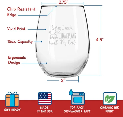 Miniatura 2 de Juego de 4 copas de vino divertidas sin tallo, divertida idea de regalo para mujeres, dueños de mascotas y amantes del vino, vaso de 15 onzas
