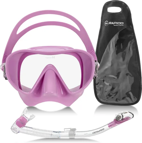 Miniatura 2 de Phantom Aquatics Juego de esnórquel sin marco con máscara de snorkel Lila