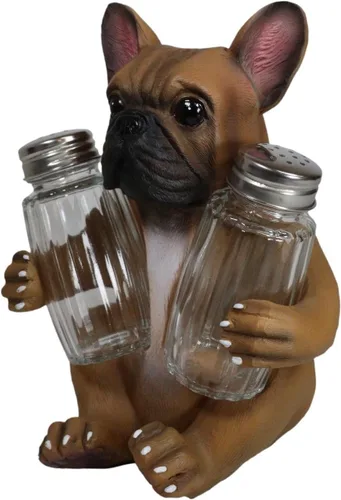 Miniatura 5 de Ebros Gift Adorable cervatillo francés Bulldog cachorro perro abrazando especias sal y pimienta juego de figuritas soporte de cocina decoración