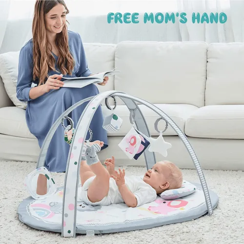 Miniatura 4 de ibabejoy - Tapete de juego para bebé, gimnasio de juego basado en escenarios con 2 fundas lavables a máquina para recién nacidos a niños, tapete