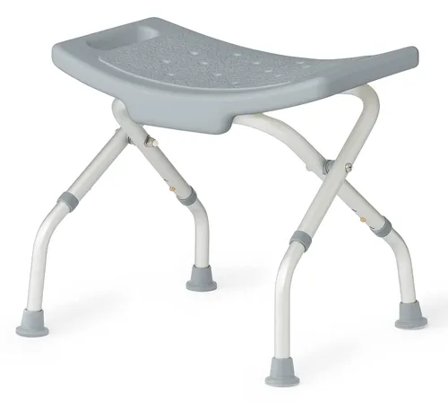 Miniatura 2 de Medline Silla de ducha plegable sin respaldo, silla de baño que soporta hasta 250 libras, color gris
