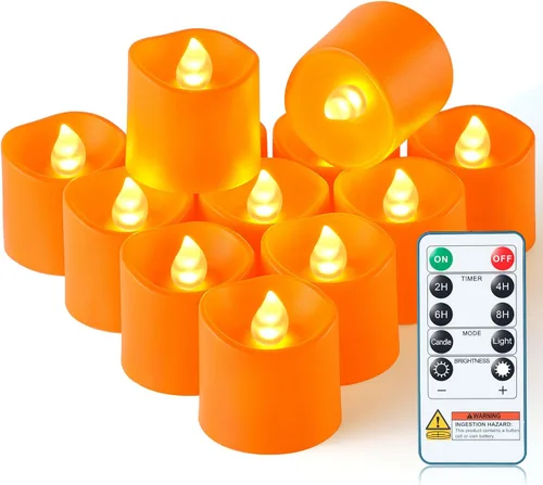 Miniatura 10 de Homemory Paquete de 24 Velas Sin Llama de Más de 400 Horas con Control Remoto, Velas Votivas LED con Temporizador de 2/4/6/8H, Luces de Té que