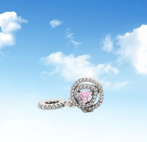 Miniatura 2 de BEEUVIP Abalorio de plata de ley 925 con dije de corazón y atrapasueños con circonitas cúbicas 5A, regalo de joyería para el día de la madre