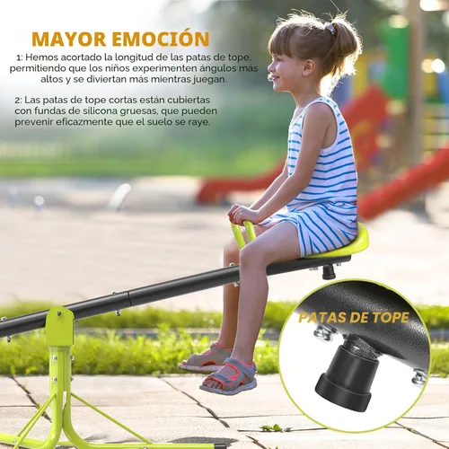 Miniatura 4 de Iyoyo Teeter Totter - Balancín para niños al aire libre para edades de 4 a 8 años, balancín para sentarse y girar Teeter Totter para exteriores
