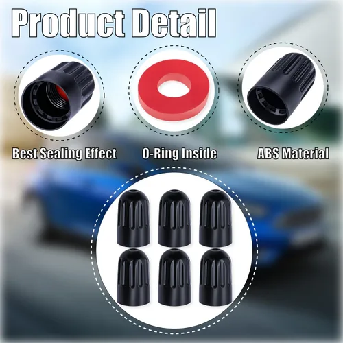 Miniatura 4 de 30 piezas de tapas de vástago de válvula de neumático TPMS, tapas de vástago de válvula de rueda de plástico negro para TR20008 TPMS, tapas