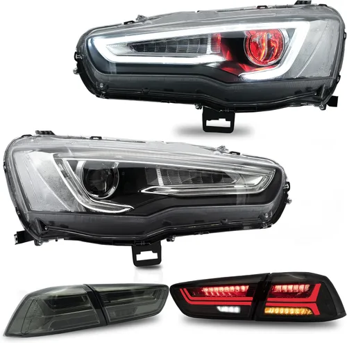 Miniatura 12 de VLAND Conjunto de faros delanteros aptos para Mitsubishi Lancer& EVO X 2008-2020 W/DRL, luz delantera LED con señal de giro secuencial, faro