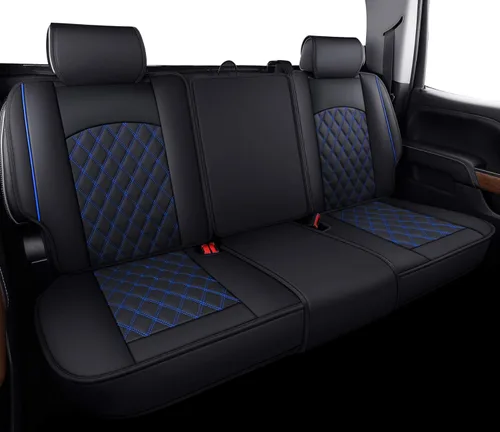 Miniatura 13 de Fundas de cuero para asiento delantero de automóvil, para Silverado Sierra Juego completo/Negro