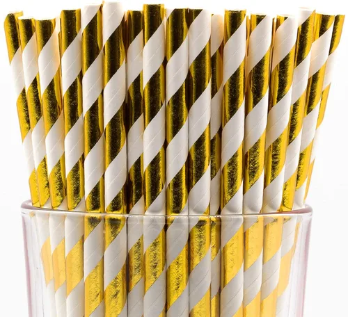 Miniatura 36 de Paquete de 150 pajitas de papel biodegradables con lunares rojos de 4 capas (compostables, no tóxicas, sin BPA)