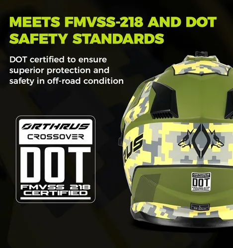 Miniatura 3 de Orthrus Casco de motocicleta Dual Sport Adventure certificado por DOT para adultos, doble visera y ranura de intercomunicador, ATV UTV Dirt Bike