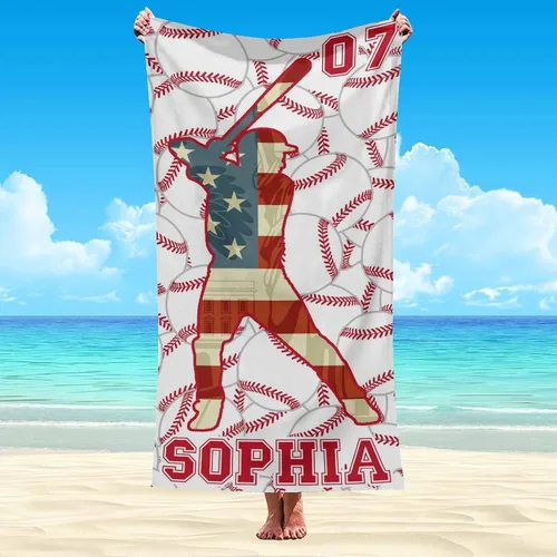 Miniatura 26 de Interestprint Toalla de piscina con nombre personalizado para niños, adultos y hombres, toalla de playa naranja personalizada con número