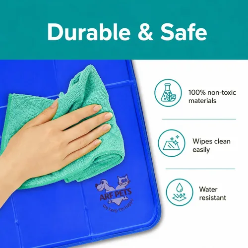 Miniatura 4 de Arf Pets Alfombrilla de enfriamiento para perros – Almohadilla de gel de auto-enfriamiento para camas, perreras y jaulas Duradera, no tóxica