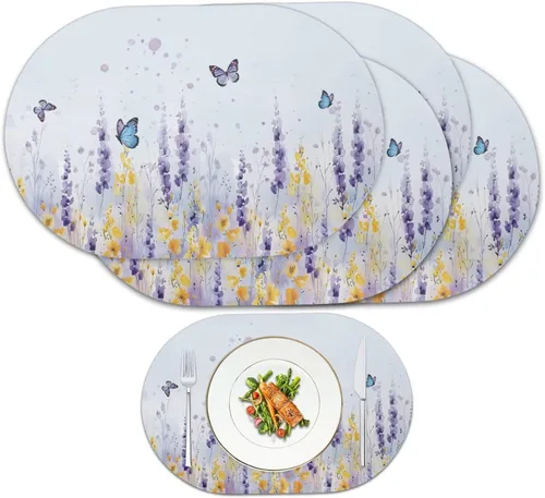 Miniatura 33 de Buteterfly - Juego de 2 manteles individuales con diseño ovalado, impermeables, lavables, resistentes al calor, decoración del hogar, cocina
