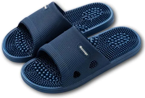 Pantuflas de masaje para mujeres y hombres, acupresión para pies, fascitis plantar, deslizadores, sandalias de reflexología, zapatos de ducha Azul