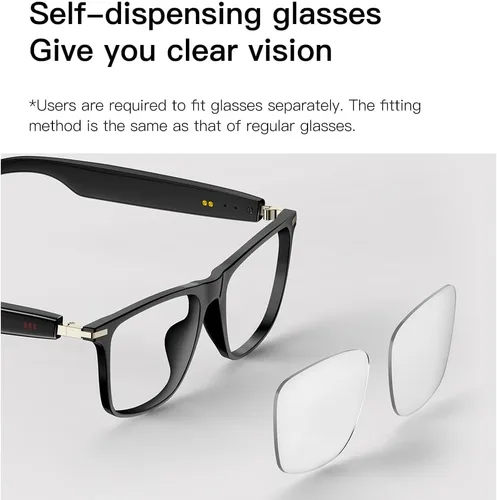 Miniatura 9 de Traducción de lentes inteligentes AI con lentes fotocrómicas, soporte de lenguaje en tiempo real, gafas de audio de oreja abierta para música