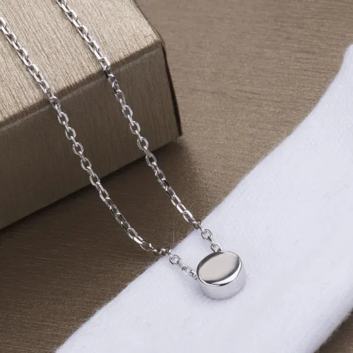 Miniatura 5 de S.Leaf collar de círculo pequeño, de plata esterlina, para mujer