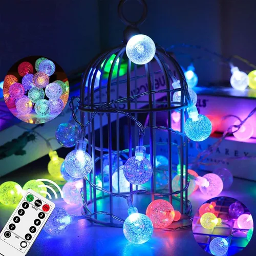 Miniatura 5 de Luces que cambian de color alimentadas por baterías, paquete de 2 unidades en total de 66 pies, 200 luces LED coloridas con control remoto, 8 modos