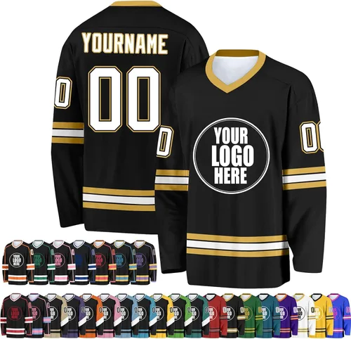 Miniatura 13 de Camiseta de hockey personalizada para hombres/mujeres/jóvenes/niños, nombre personalizado/número/logotipo de gran tamaño camiseta de entrenamiento
