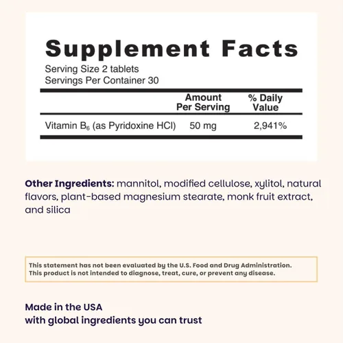Miniatura 3 de EZ Melts Vitamina B6 - Suplemento para la salud del cerebro y el corazón - Apoyo al metabolismo energético - Sin sabores artificiales - Sin OMG