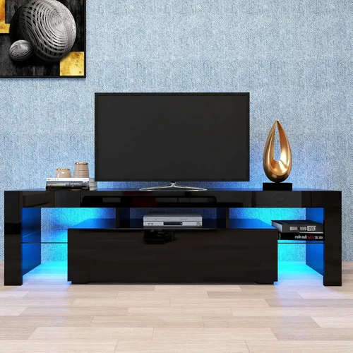 Miniatura 3 de Soporte de TV Centro de entretenimiento con 20 efectos de color LED, consola de sala de estar, gabinete de almacenamiento, soportes de televisión