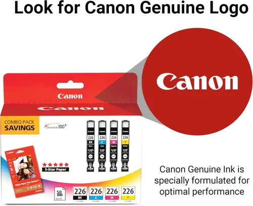 Miniatura 5 de Canon CLI-226 Paquete de color genuino con 50 hojas de papel fotográfico, compatible con iP4820, MG5220, MG5120, MG6120, MG8120, MX882, iX6520