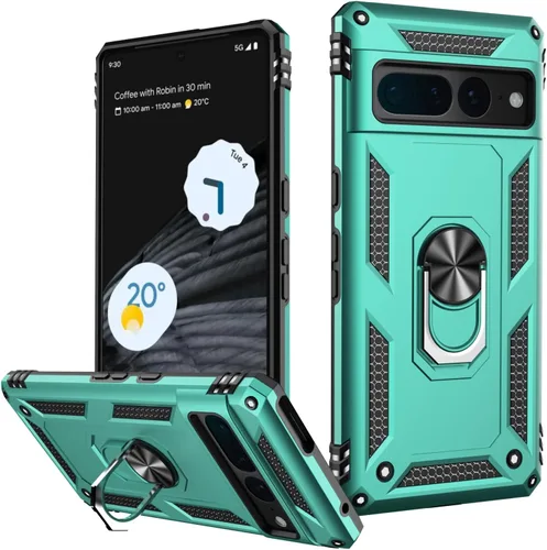 Miniatura 68 de LUMARKE Funda para Google Pixel 5 con protector de pantalla, pasa 16 pies, probada en caídas, grado militar, con soporte de anillo magnético, Rojo