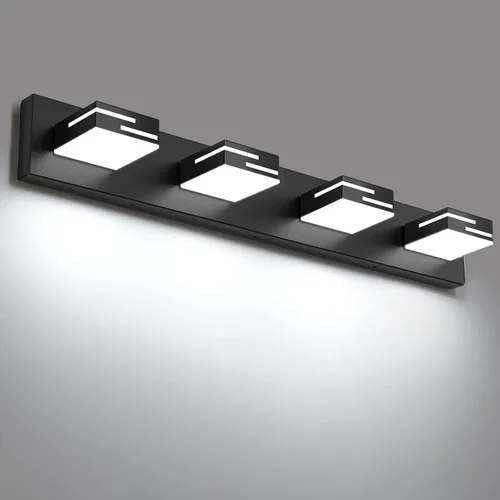 Miniatura 20 de Lámparas LED modernas para tocador de baño, 4 luces, 5CCT, regulables, color negro mate, para accesorios de iluminación de baño sobre espejo