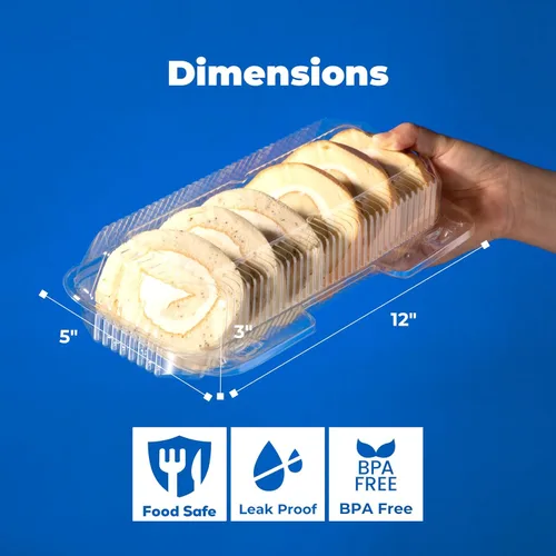 Miniatura 2 de Fit Meal Prep Paquete de 25 recipientes de plástico transparente con bisagras de 12 x 5 x 3 pulgadas, recipientes de plástico desechables