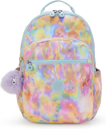 Miniatura 29 de Kipling Seoul - Mochila grande metálica para portátil de 15 pulgadas, Agua (Aqua Flowers)