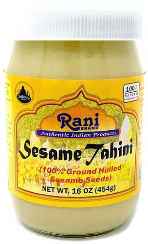 Rani Tahini de Sésamo 16oz (454g) ~ Frasco de vidrio, Sin azúcar añadido, Vegano ~ Sin gluten | Sin OGM | Sin colores | Fabricado en EE. UU