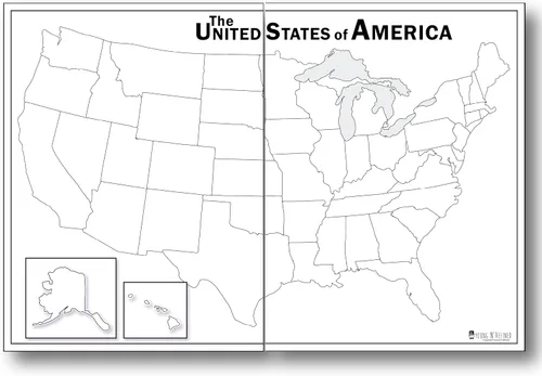 Miniatura 5 de Póster grande con mapa en blanco de Estados Unidos (18 x 24) laminado de 50 estados Young N Refined