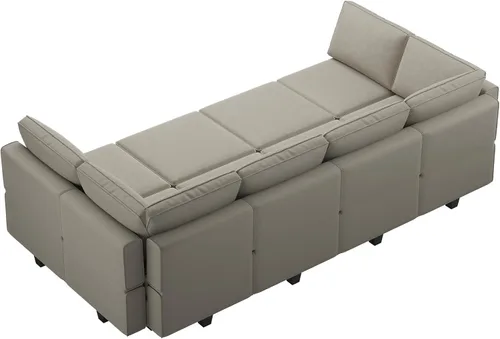 Miniatura 9 de Belffin - Sofá seccional modular con chaises de almacenamiento, sofá cama seccional, sofá de 8 asientos, cama seccional, color gris