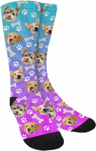 Miniatura 66 de Artsadd Calcetines personalizados para mujeres y hombres, amantes de los perros y gatos, regalos divertidos unisex personalizados