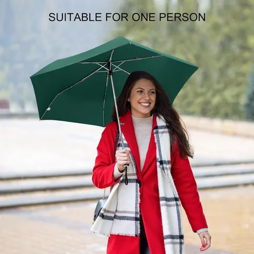 Miniatura 50 de LEAGERA Paraguas de viaje compacto para bolso, mango plano, impermeable para lluvia ligera