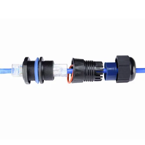 Miniatura 3 de 5PCS Montaje en Panel RJ45 Conector Impermeable Cat5/5e/6 Ethernet LAN Cable Acoplador con Impermeable/Cubierta de Tapa de Polvo para Red Exterior
