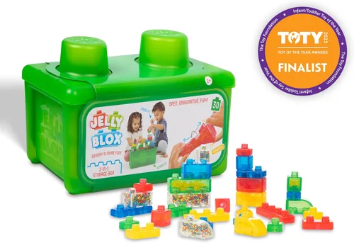 Miniatura 5 de Goliath Jelly Blox Stash 'N Stack Estuche de Almacenamiento 2 en 1 Bloques de Construcción para Niños Pequeños y Preescolares que Pueden Apretar