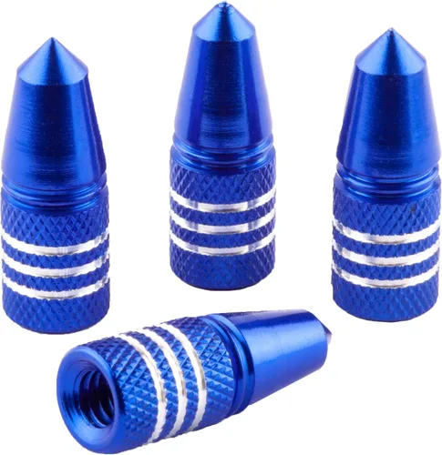 Presta - Tapones de válvula de aluminio anodizado, uso en válvulas Presta/Francesas, diseños: bala, cohete, hamburguesa, cohete de bolsillo (paquete
