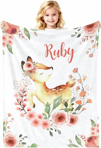 Miniatura 10 de Manta de bebé personalizada con nombre, cobijas de franela suaves y personalizadas con diseño de animales para recién nacidos, niños y niñas
