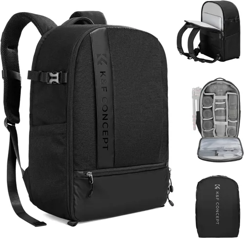 Miniatura 9 de K&F CONCEPT Mochila profesional para cámara, bolsa de fotografía de gran tamaño, compatible con cámara DSLR, color gris