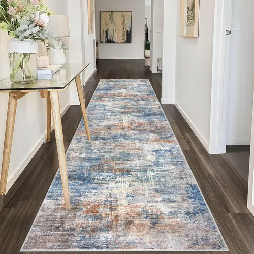 Miniatura 417 de IOHOUZE Alfombra abstracta lavable de 3 x 12 pies para pasillos, antideslizante para cocina, camino de entrada de lana sintética para interiores