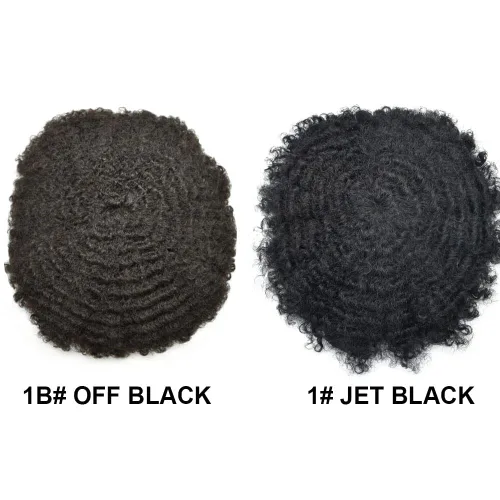 Miniatura 7 de Afro Toupee para hombres negros, unidad de cabello humano brasileño de encaje francés para hombres afroamericanos africanos y negros, sistema