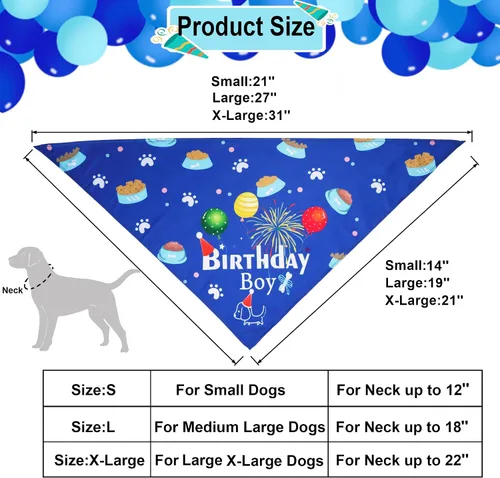 Miniatura 3 de ADOGGYGO Conjunto de gorro bandana para perro para suministros de fiesta de cumpleaños, bufanda de cumpleaños para mascotas para perros medianos