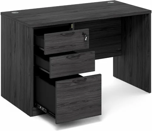 Miniatura 9 de Furinno Roger - Escritorio ejecutivo de 47 pulgadas con archivador, escritorio de oficina en casa con archivador de pedestal fijo de 3 cajones, ojal