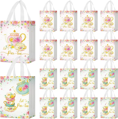 Miniatura 9 de Locmeo 24 bolsas de recuerdo de fiesta con asas reutilizables no tejidas para dulces, bolsas de regalo para niñas y niños, cumpleaños, baby shower