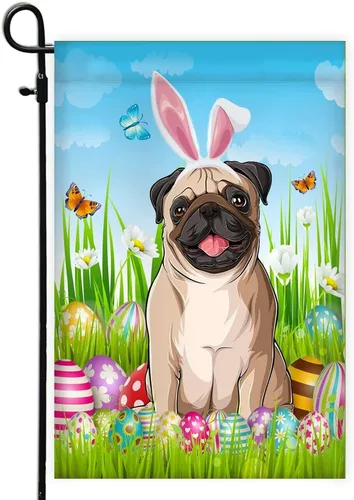 Miniatura 21 de Beagle Happy Easter Day Holiday Flag Funny Dog Wear Bunny Ears Headband Cute for Home Decor (12" x 18") USA Garden Flag Premium Decorative Yard