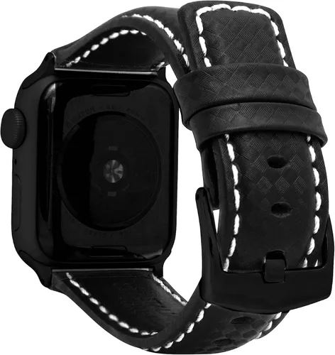 Miniatura 15 de Bandini Correa de cuero de fibra de carbono para hombre para Apple Watch de 1.732 in 1.772 in 1.654 in 1.614 in 1.575 in 1.496 in Ultra 1.929 in