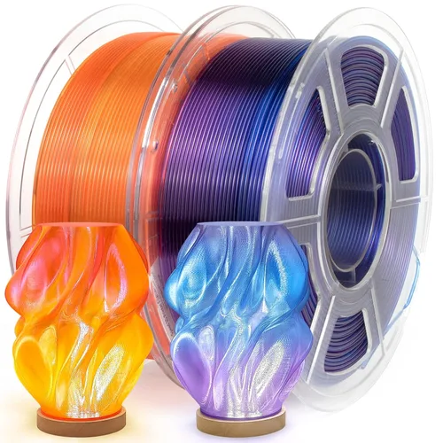 Miniatura 11 de IEMAI Paquete de filamento PETG de 0.069 in, filamento de impresora 3D multicolor translúcido degradado de hasta 23.622 in/s de impresión rápida, 4