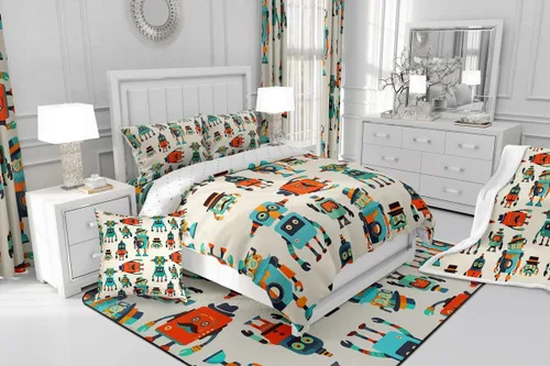 Miniatura 5 de Erosebridal Juego de ropa de cama para niños, juego de funda de edredón de sirena tamaño individual, funda de edredón femenina de escamas de peces